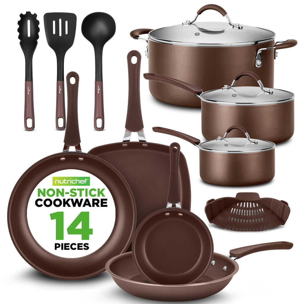 14-Piece Nonstick Brown Cookware Set G590181