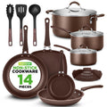 14-Piece Nonstick Brown Cookware Set G590181