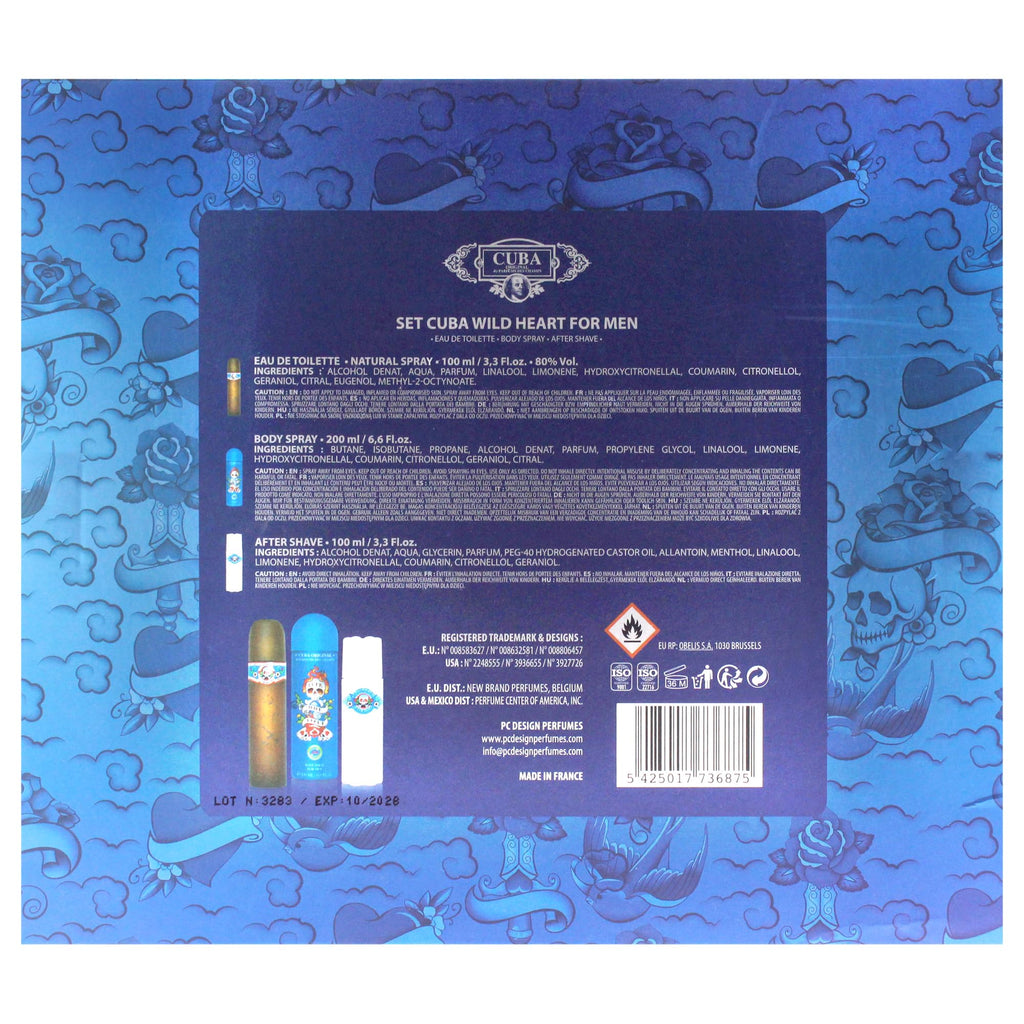 3 Pieces Eau de Toilette After Shave Body Spray Gift Set G94558