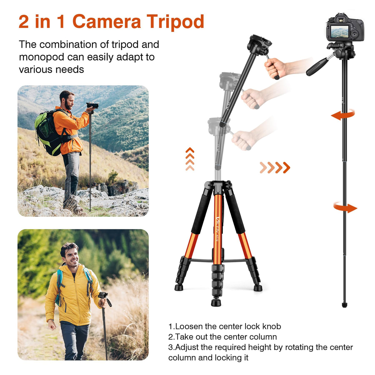 72" Camera Tripod & Monopod with Remote I474