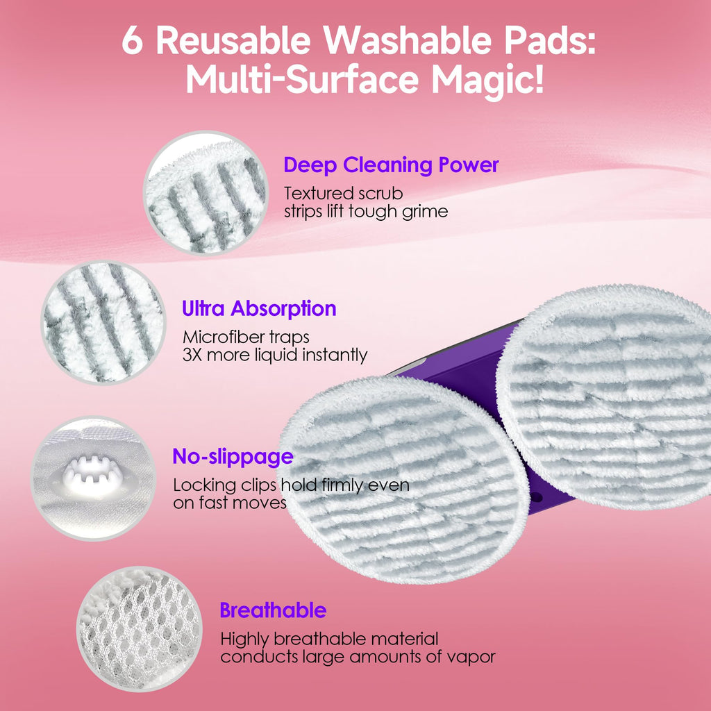 Rotating Scrub & Steam Mop with 6 Scrub Pads S108406