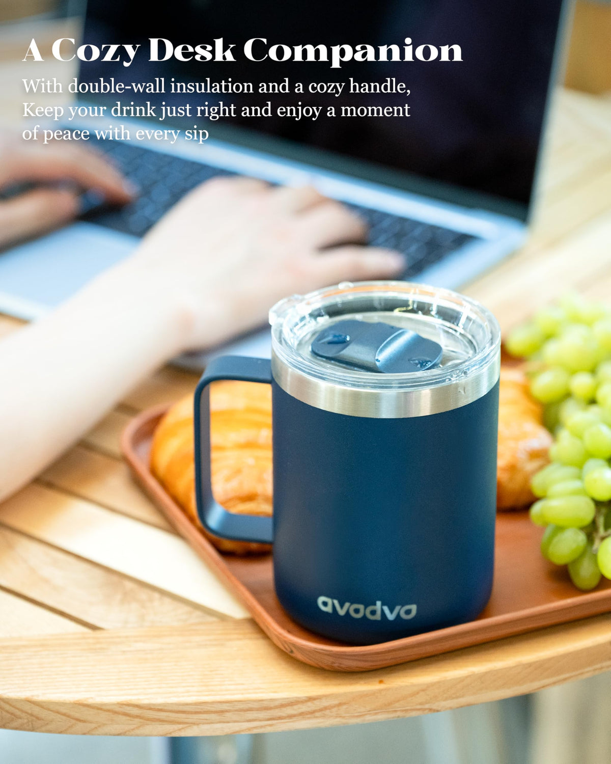 12oz Insulated Stainless Steel Coffee Mug with Lid Set of 2 U2392