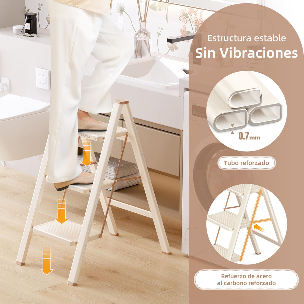 Foldable 3 Step Ladder with Anti-Slip Pedal Y254648