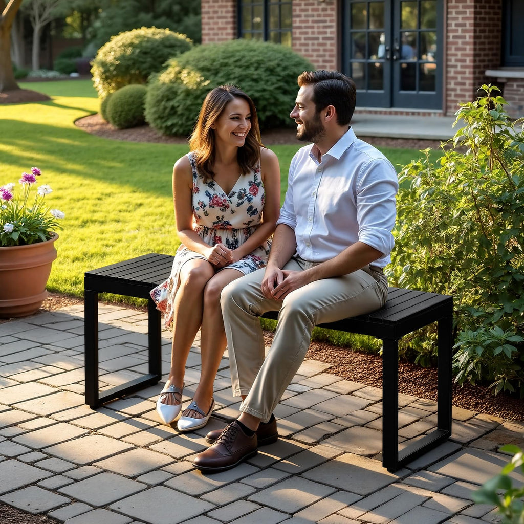Black 2-Person Outdoor Bench A710769