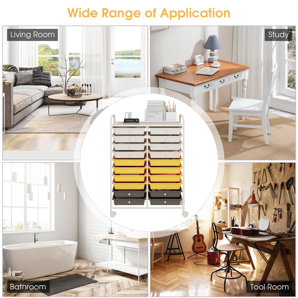 20 Drawer Rolling Storage Cart with Lockable Wheels G6098