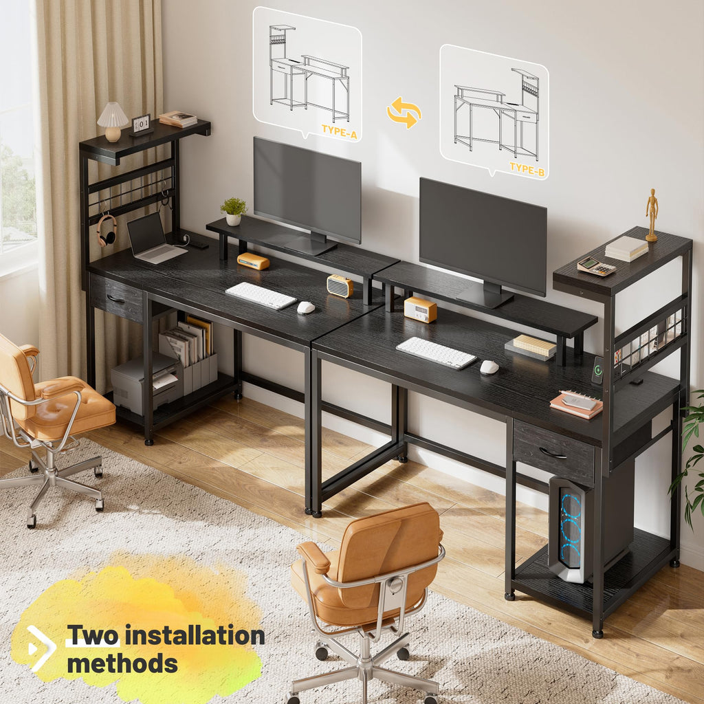 40" Gaming Desk with LED Lights & Power Outlets, Black I81087