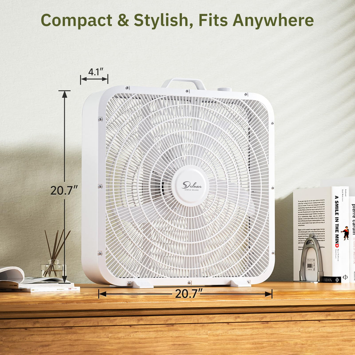 20” 3-Speed Box Fan with Carry Handle, White Q9050