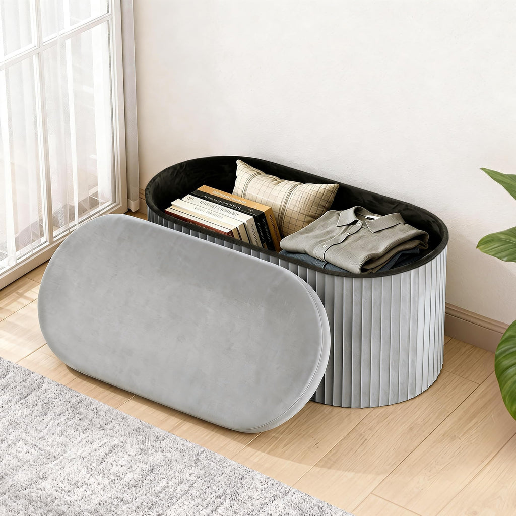 Folding Velvet Storage Ottoman R608472