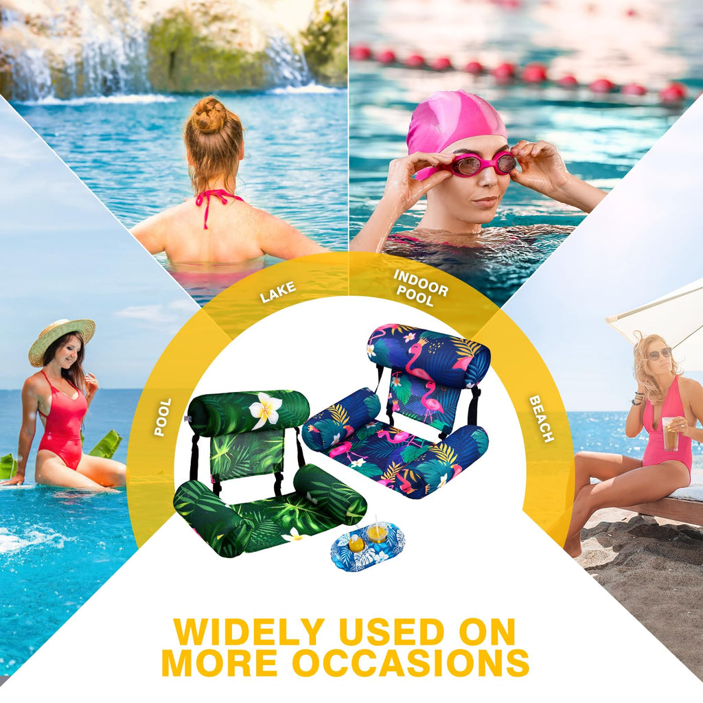 2 Pack Inflatable Pool Float Chair with Cup Holders M4239