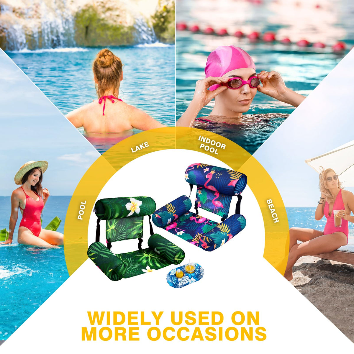 2 Pack Inflatable Pool Float Chair with Cup Holders M4239