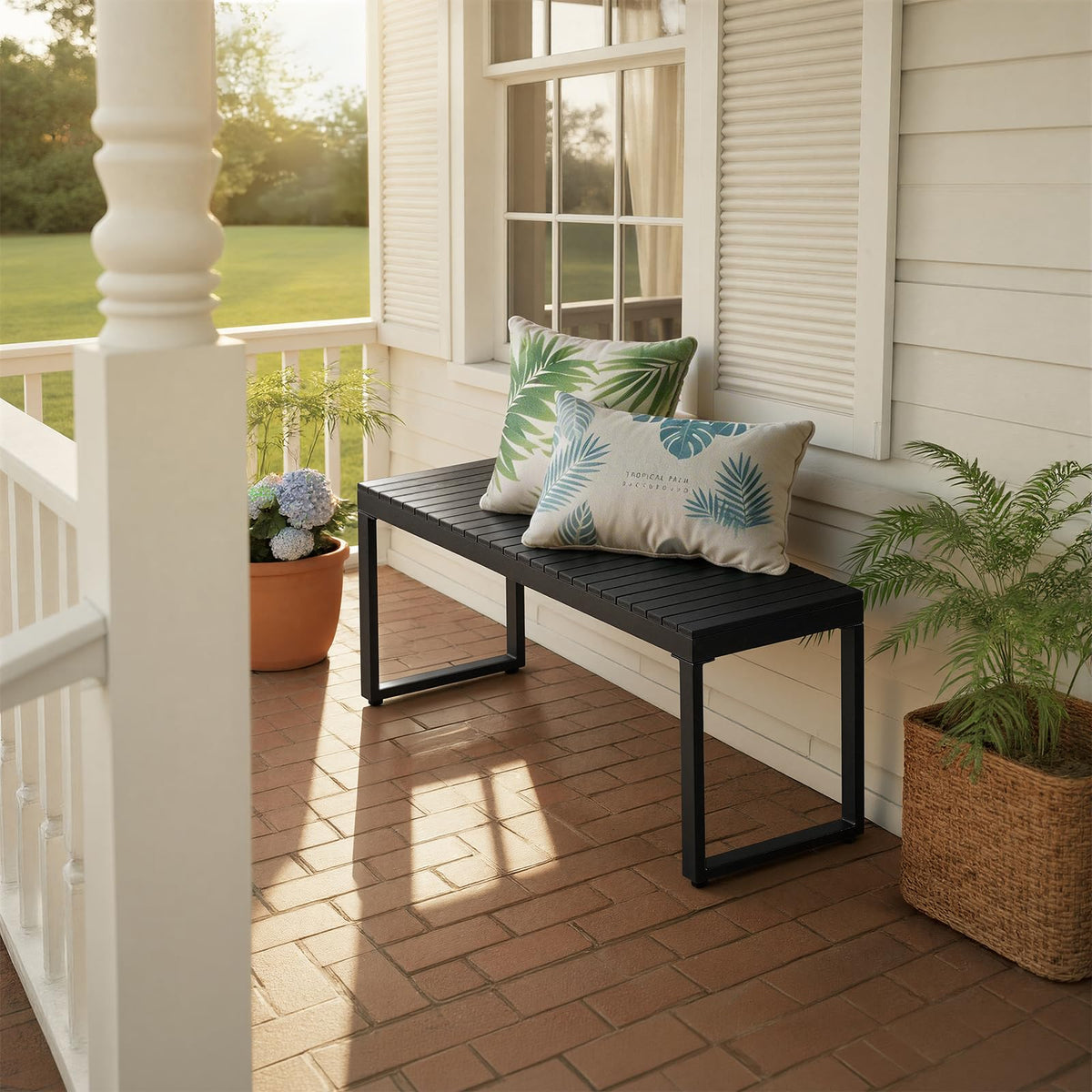Black 2-Person Outdoor Bench A710769