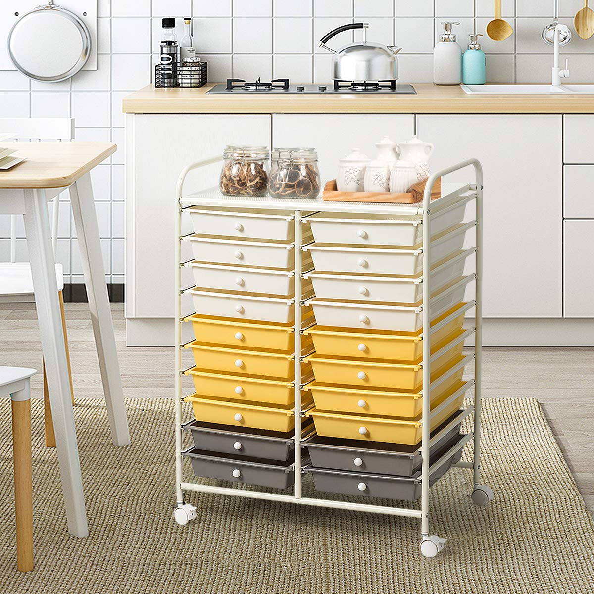20 Drawer Rolling Storage Cart with Lockable Wheels G6098
