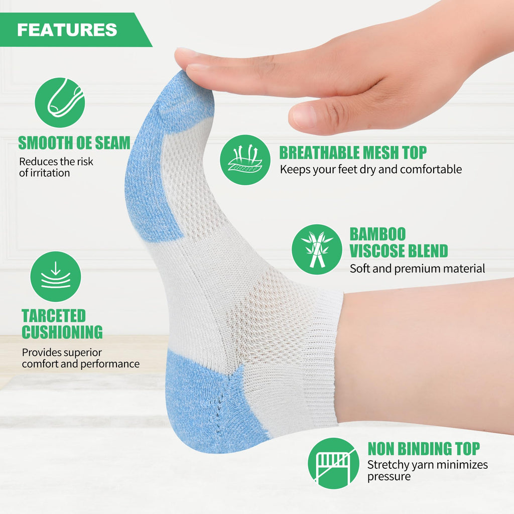 Low Cut Diabetic Socks for Men, 6 Pairs D1221