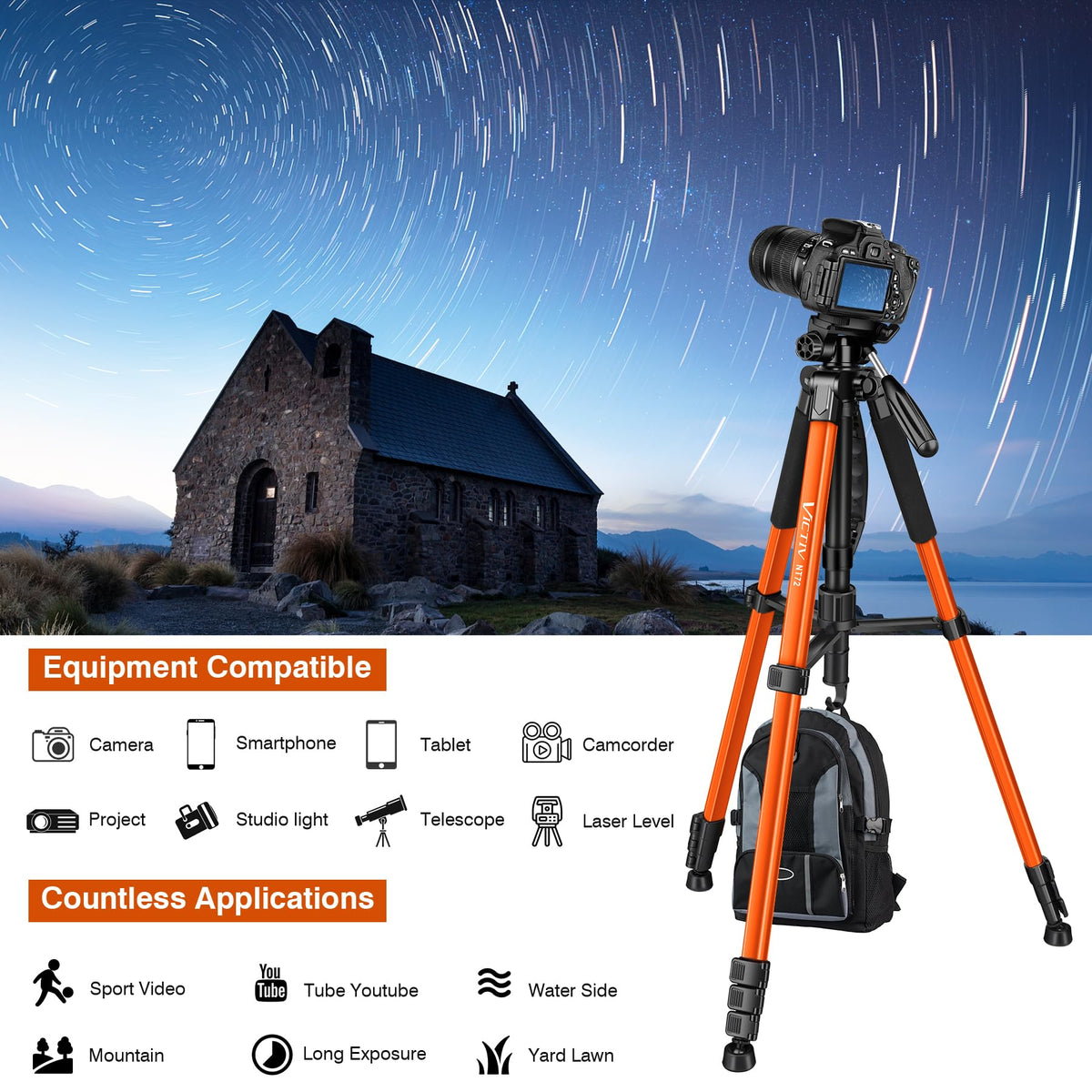 72" Camera Tripod & Monopod with Remote I474