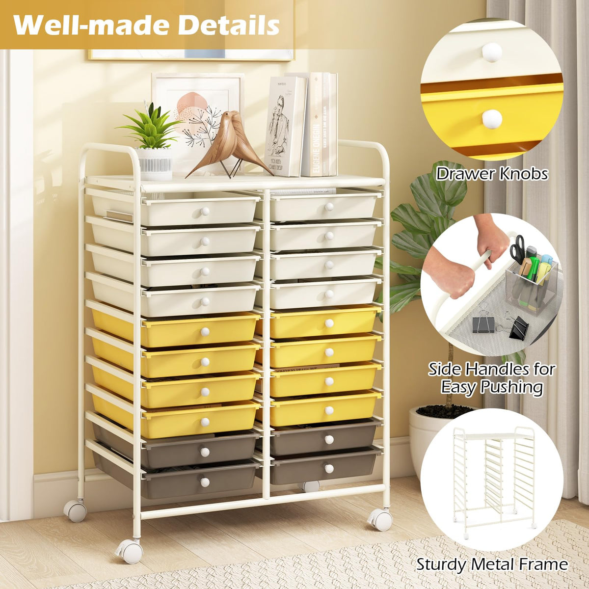 20 Drawer Rolling Storage Cart with Lockable Wheels G6098