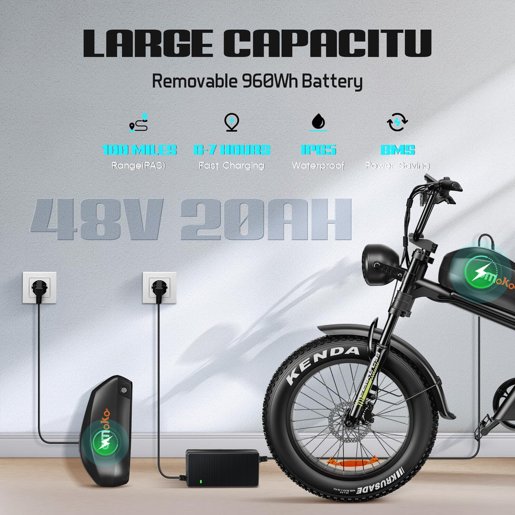 Peak 1500W 48V 20Ah 20'' Fat Tire 7-Speed Electric Bike P71041