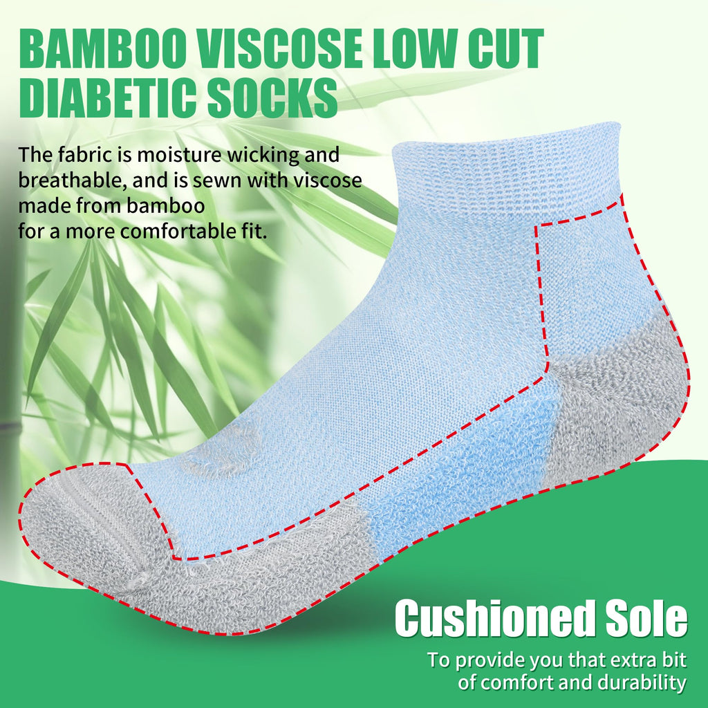 Low Cut Diabetic Socks for Men, 6 Pairs D1221