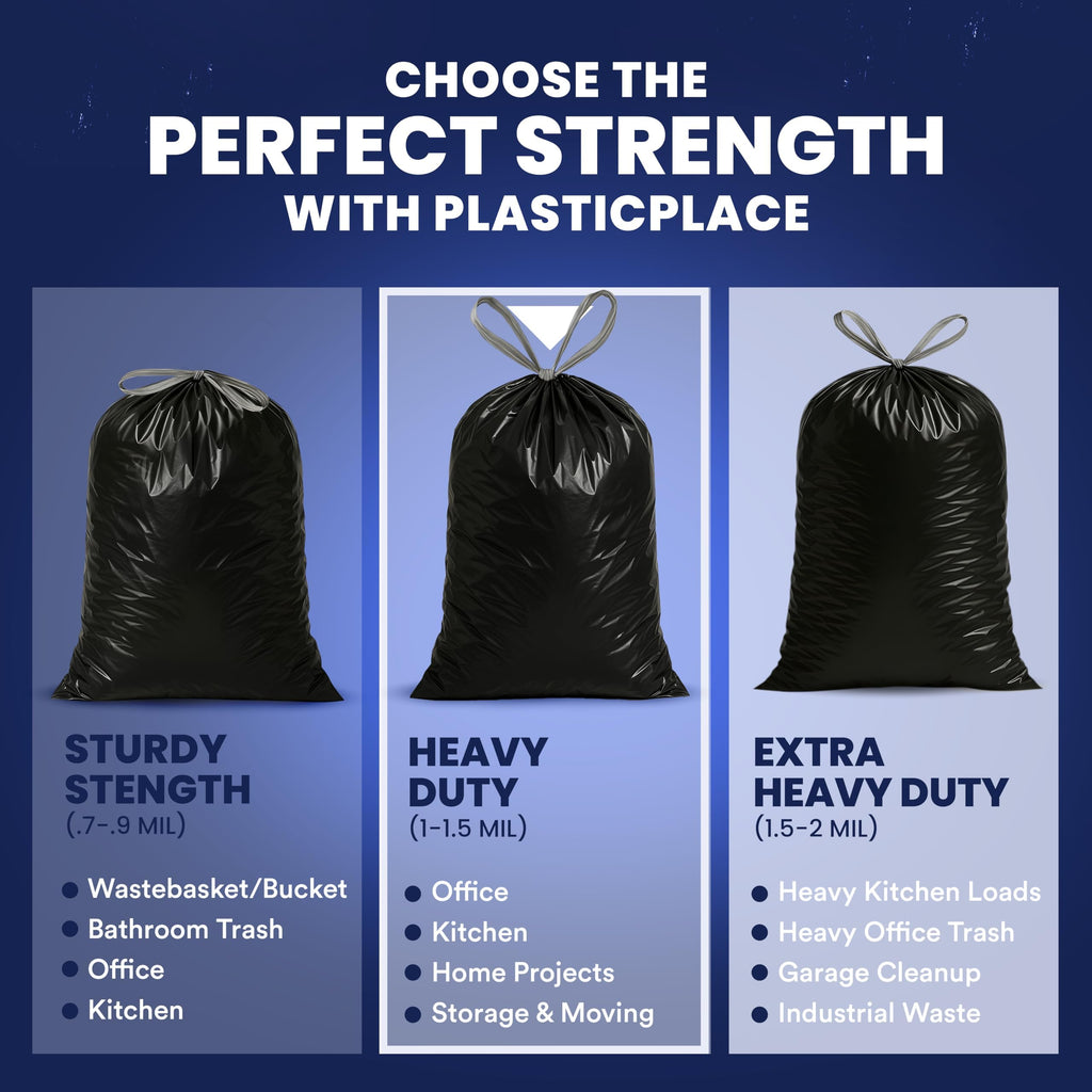32-33 Gallon 1.2 Mil Black Drawstring Trash Bags, 100 Count G2005