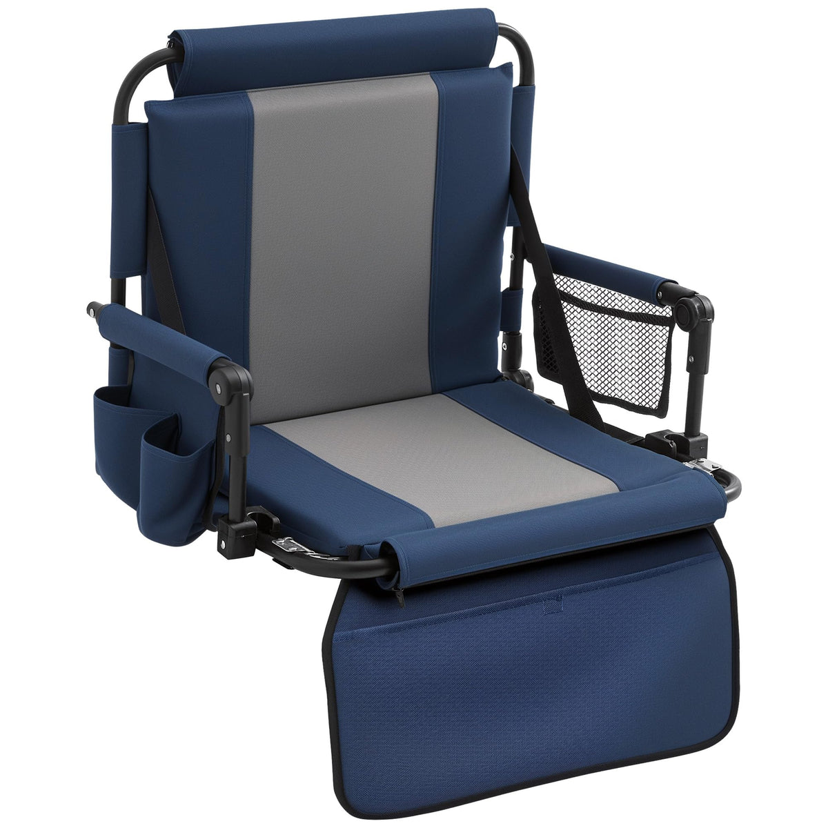 Portable Foldable Bleacher Chair with Cup Holders Blue K849
