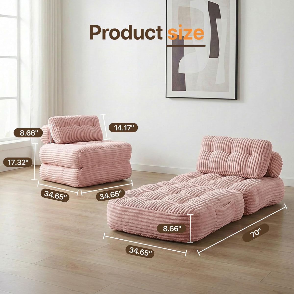Pink Folding Sofa Bed T401