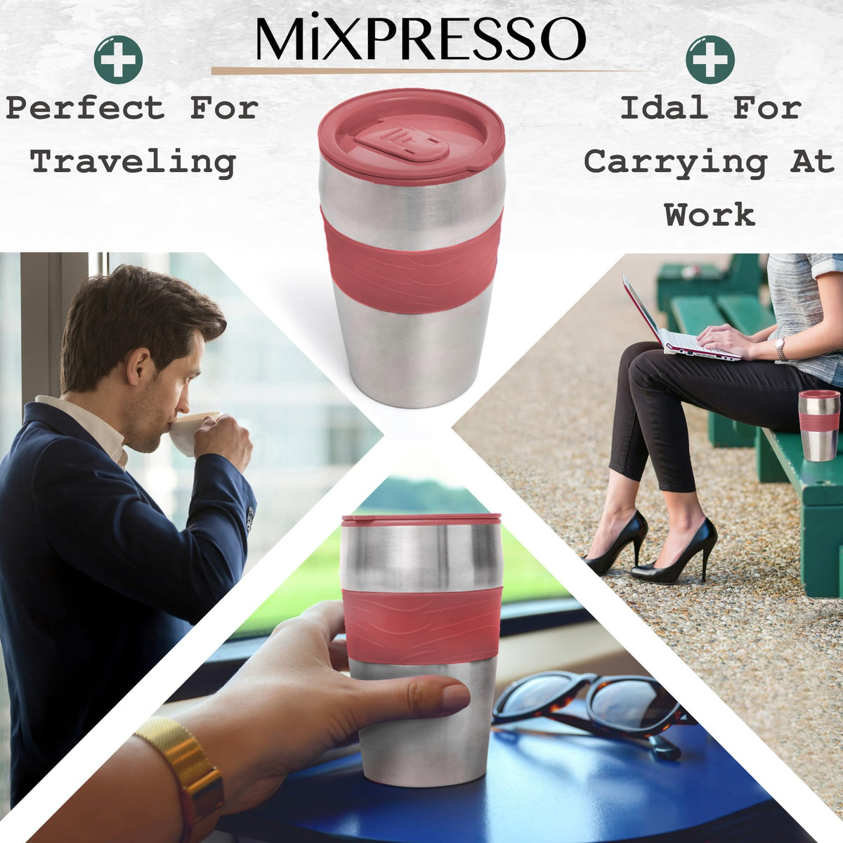 Single Serve Coffee Maker with 14oz Travel Mug Red Z471
