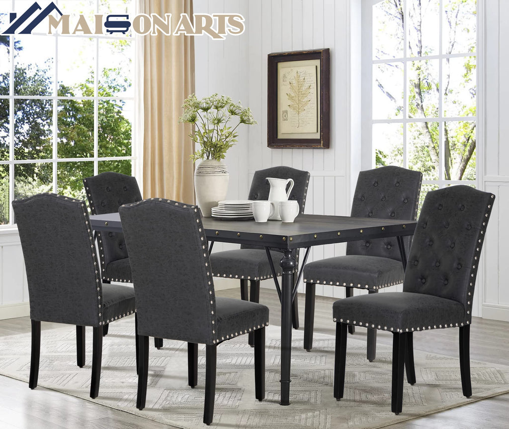 Black Faux Leather Dining Chairs Set of 2 Q15211