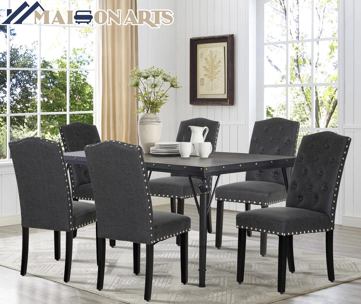Black Faux Leather Dining Chairs Set of 2 Q15211