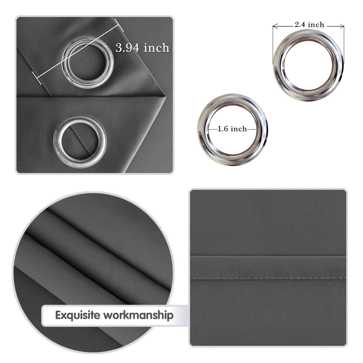 Dark Grey Thermal Blackout Room Divider Curtain Panel X754385