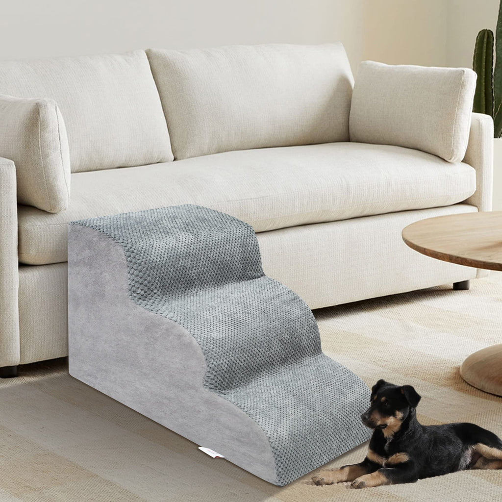High Density Foam Dog Stairs 3 Steps Grey Q847