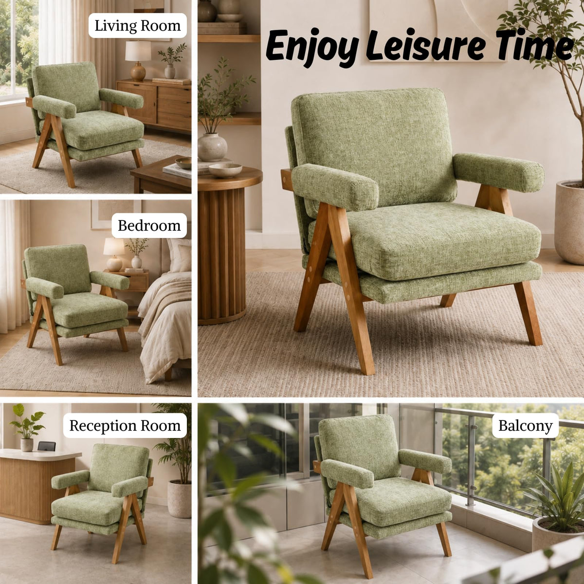 Green Mid-Century Accent Chair Set of 2 K994