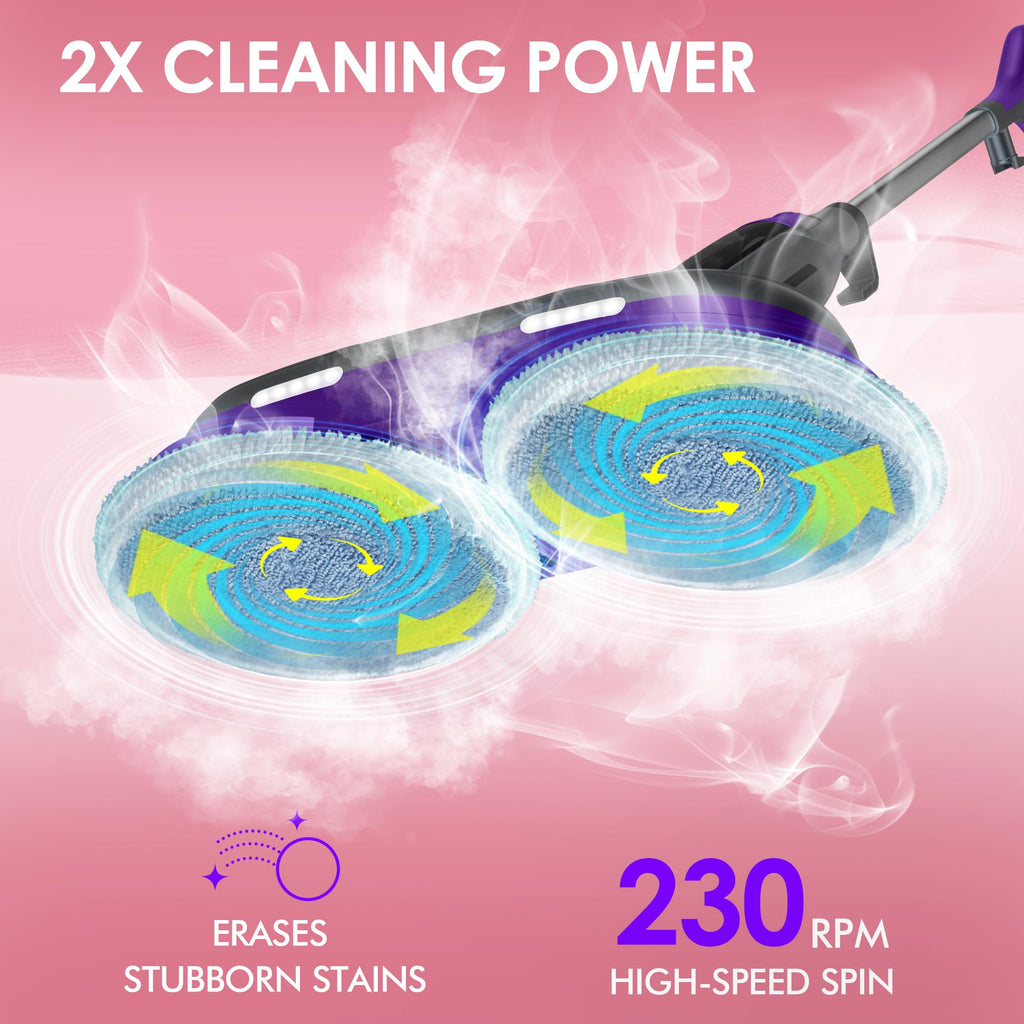 Rotating Scrub & Steam Mop with 6 Scrub Pads S108406