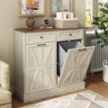 Double Tilt Out Trash Bin Holder Walnut White Wooden 10 Gallon Z766