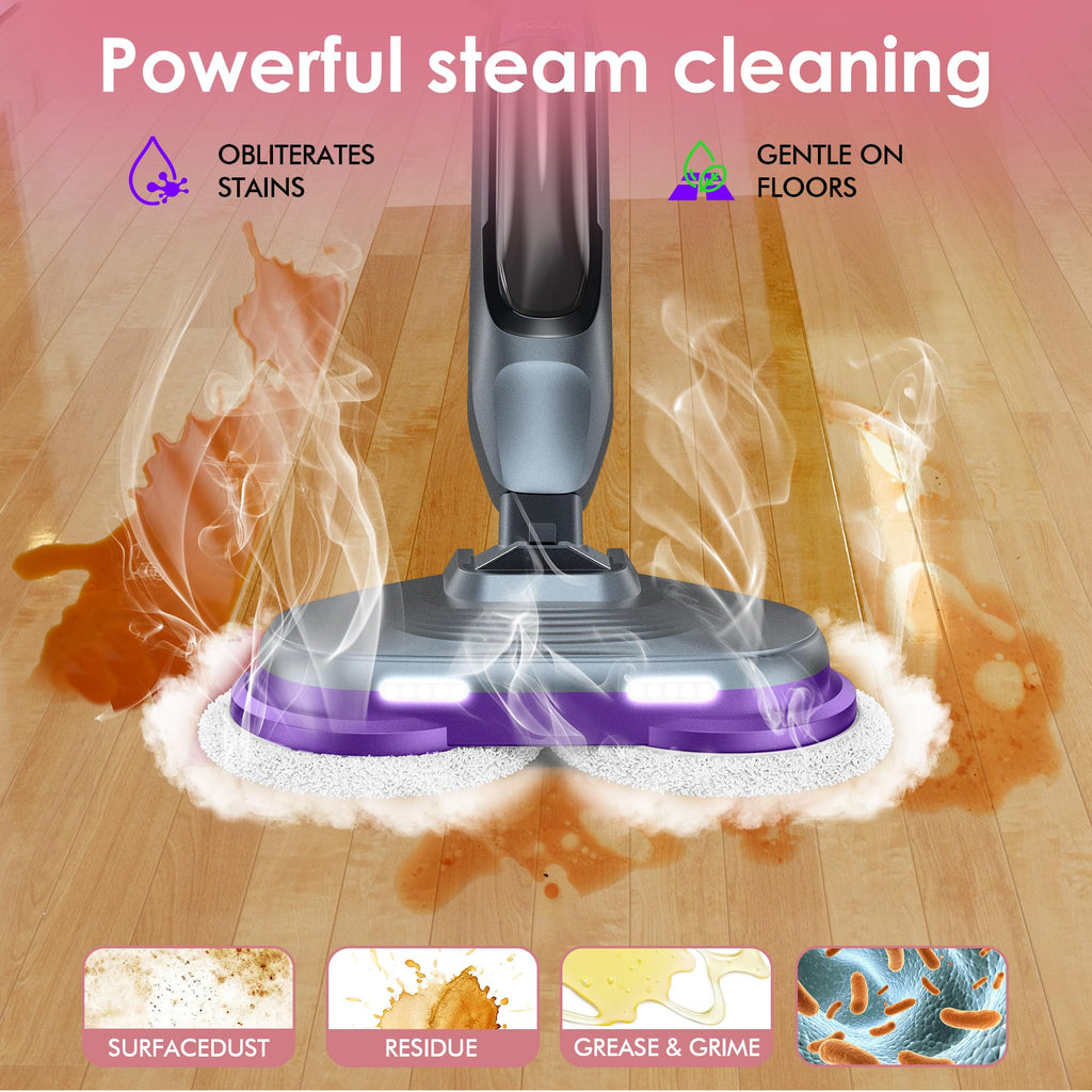 Rotating Scrub & Steam Mop with 6 Scrub Pads S108406