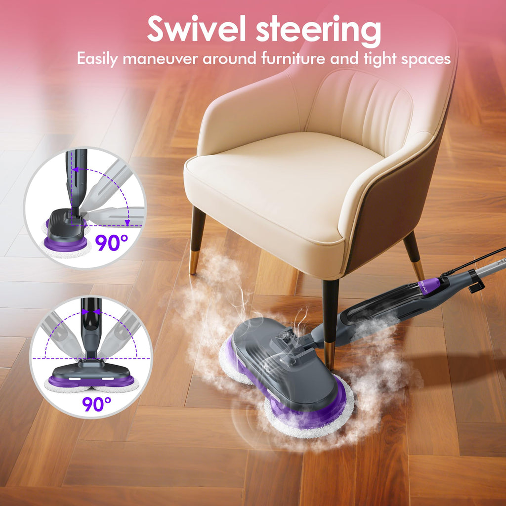 Rotating Scrub & Steam Mop with 6 Scrub Pads S108406