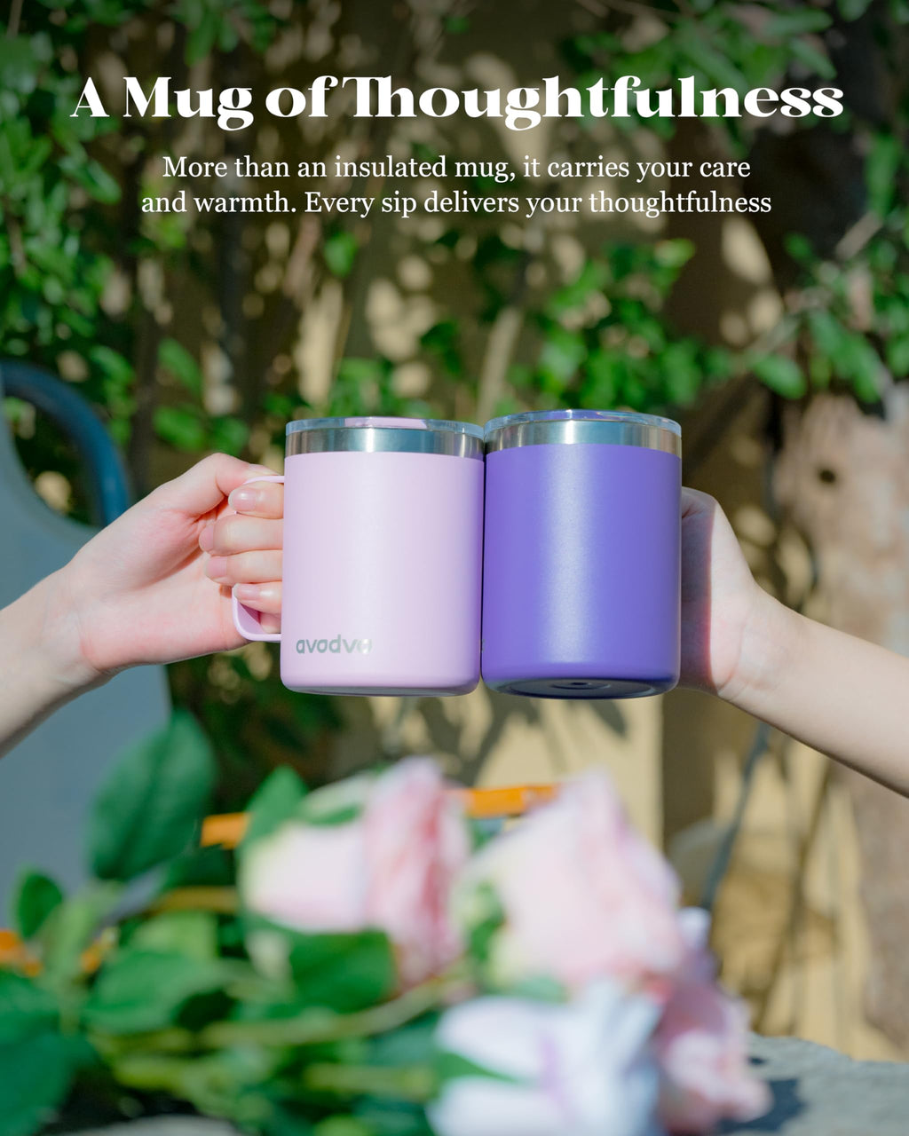 12oz Insulated Stainless Steel Coffee Mug with Lid Set of 2 U2392