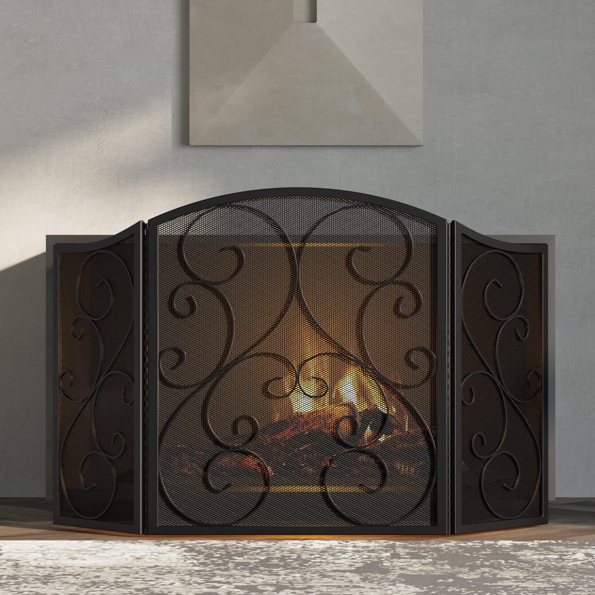 Wrought Iron Fireplace Screen 48×30 Inch R958