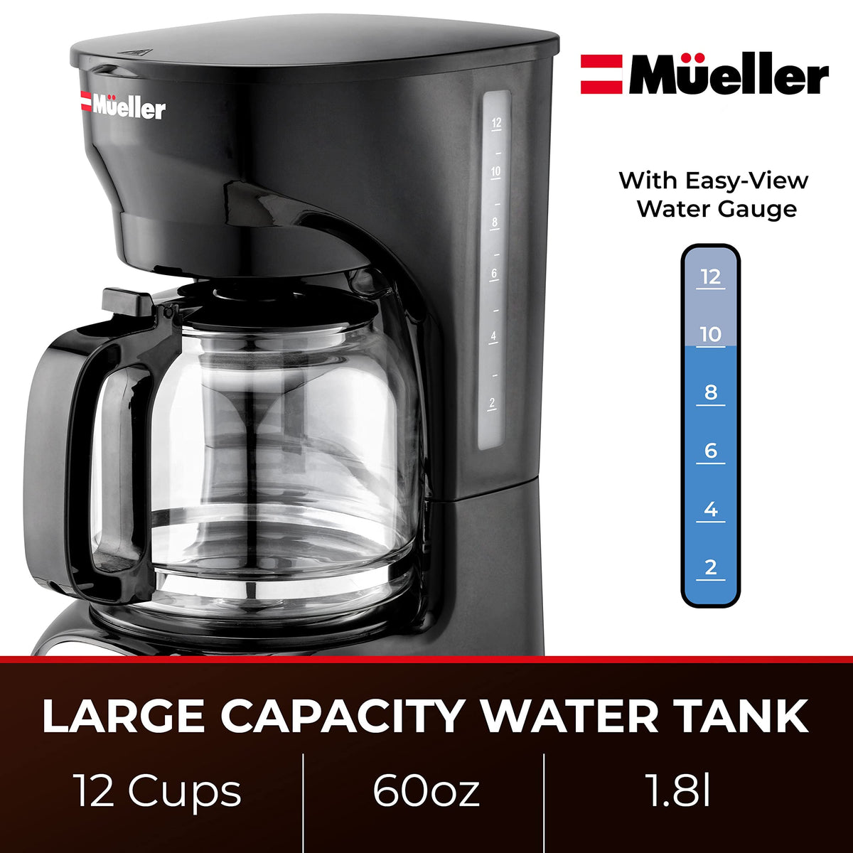 12-Cup Drip Coffee Maker with Glass Carafe V103836