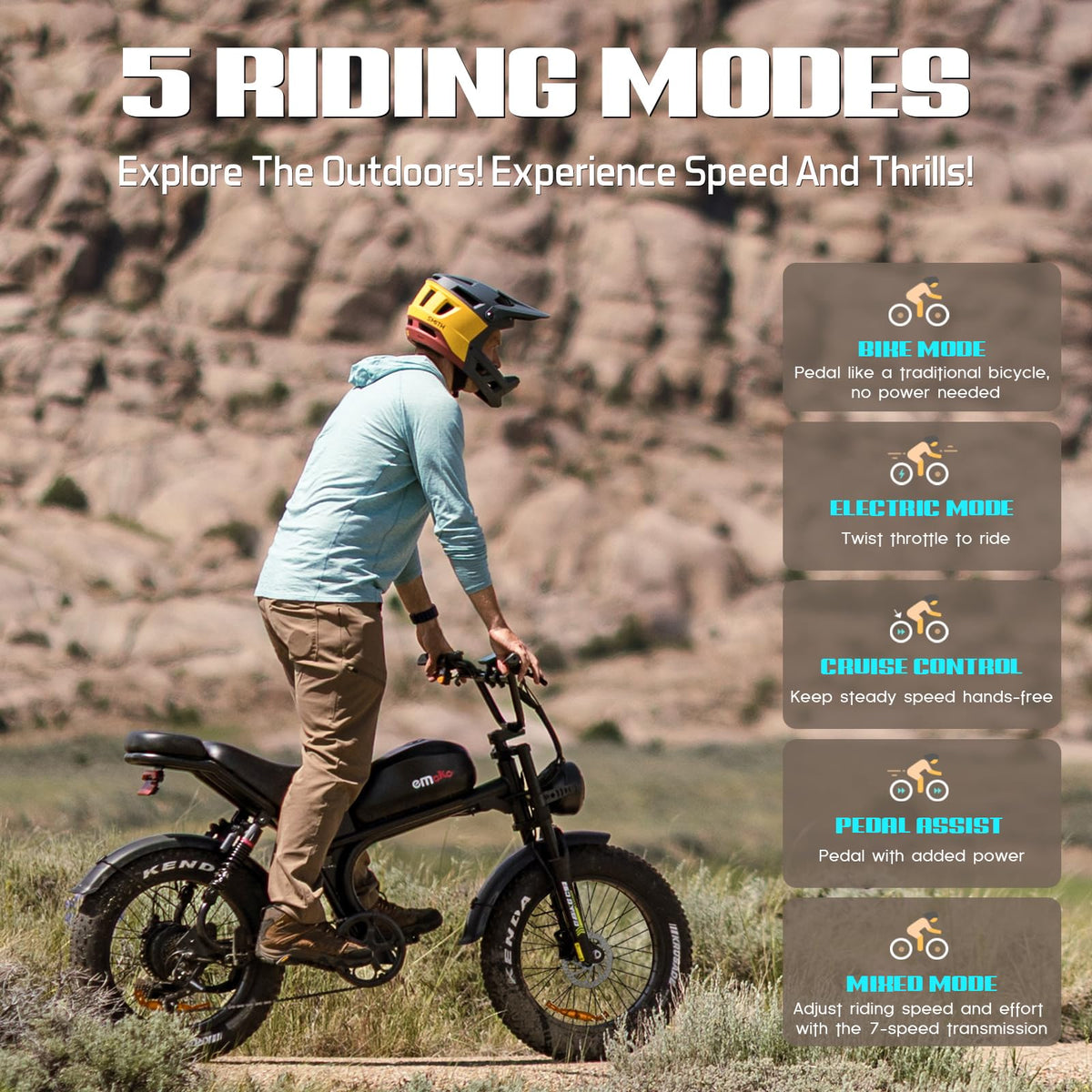 Peak 1500W 48V 20Ah 20'' Fat Tire 7-Speed Electric Bike P71041