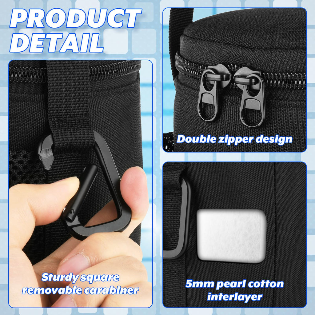 Portable Mosquito Repeller Storage Case with Metal Carabiner and Refill Pocket, Black A220