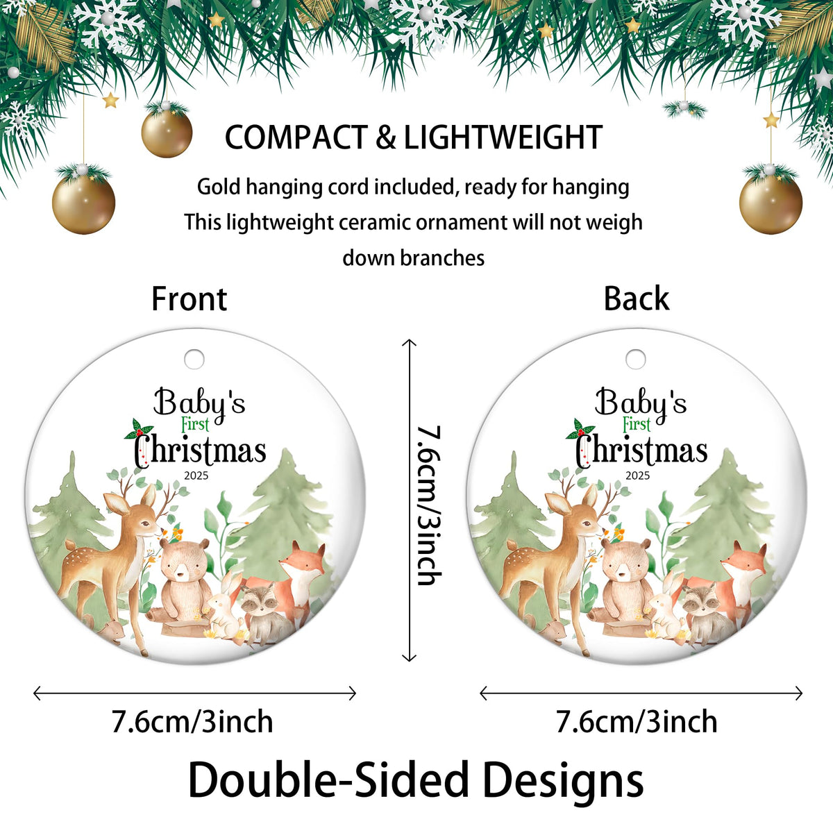 Baby's First Christmas Ornament 2025 Ceramic Decoration X65176