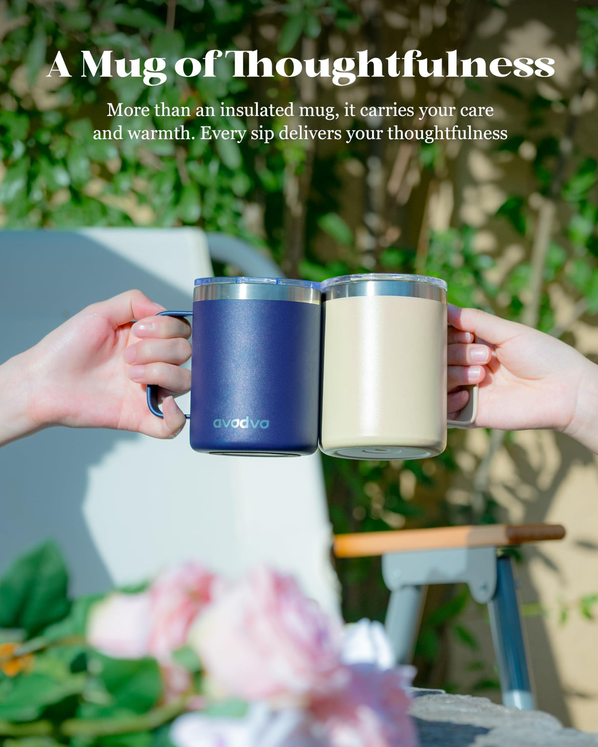 12oz Insulated Stainless Steel Coffee Mug with Lid Set of 2 U2392