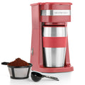 Single Serve Coffee Maker with 14oz Travel Mug Red Z471