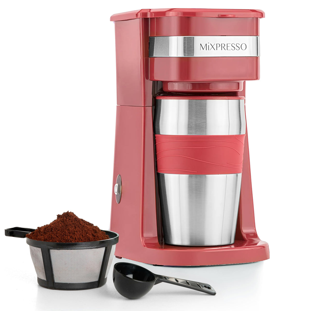 Single Serve Coffee Maker with 14oz Travel Mug Red Z471