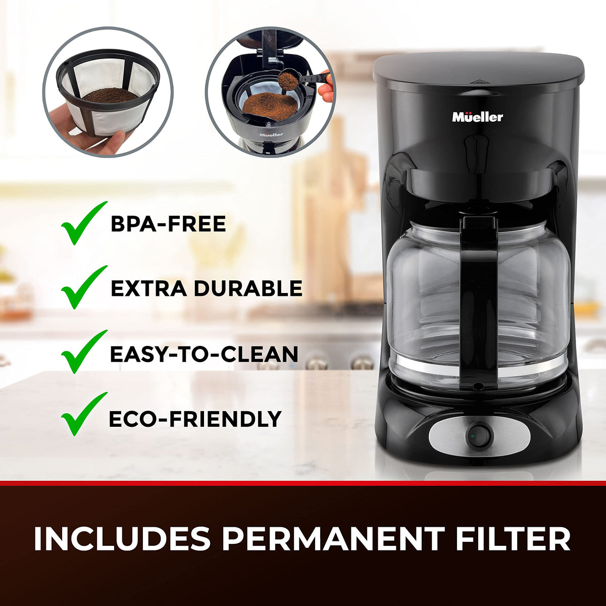 12-Cup Drip Coffee Maker with Glass Carafe V103836