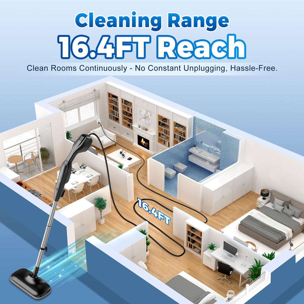 Heavy Duty Detachable Steam Mop Cleaner with 17 Accessories X500796