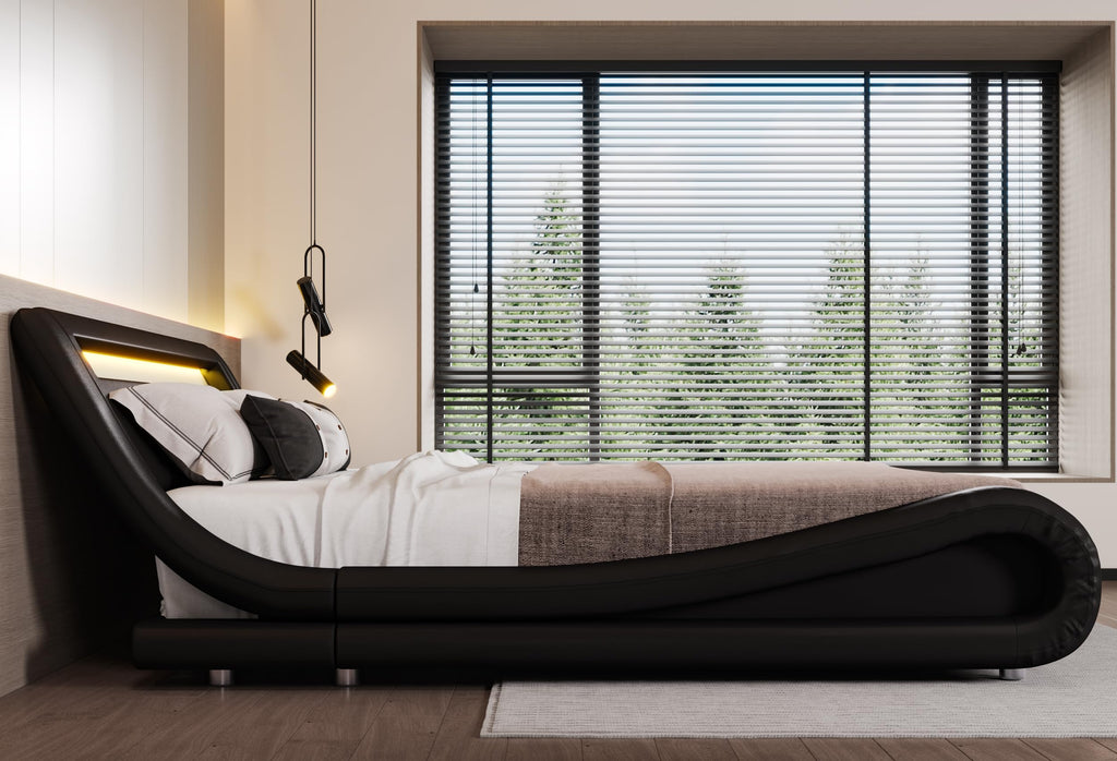 Full Size Bed Frame with Upholstered LED Headboard N98023