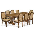 9 Piece Kitchen Table Set with 8 Beige Polyester Fabric Chairs F47532