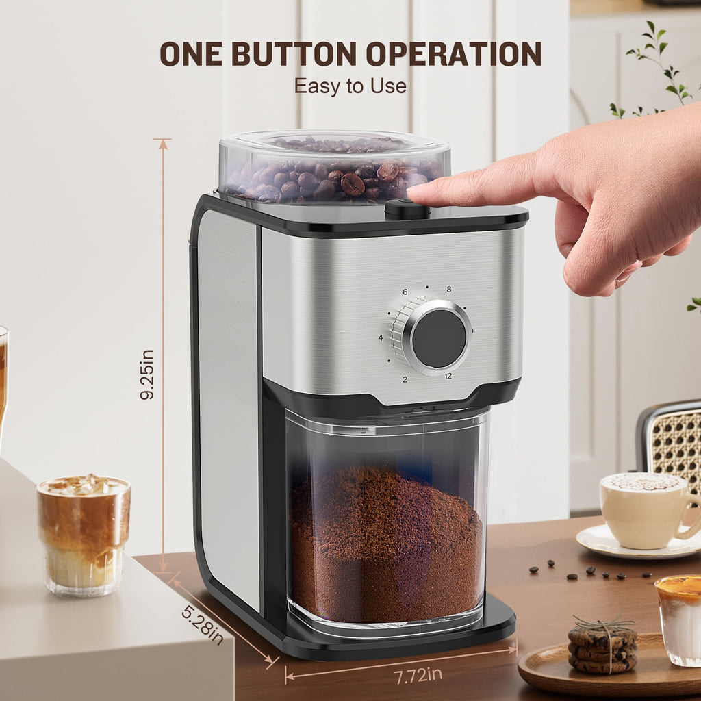 Adjustable Electric Burr Coffee Grinder with 14 Grinding Settings U98652
