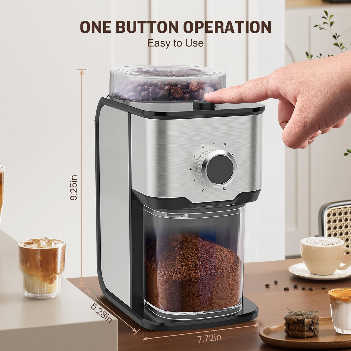 Adjustable Electric Burr Coffee Grinder with 14 Grinding Settings U98652