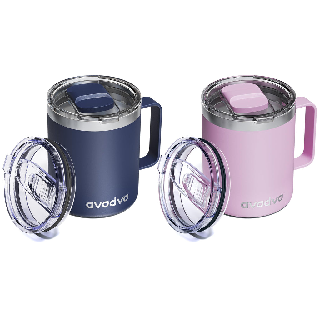 12oz Insulated Stainless Steel Coffee Mug with Lid Set of 2 U2392